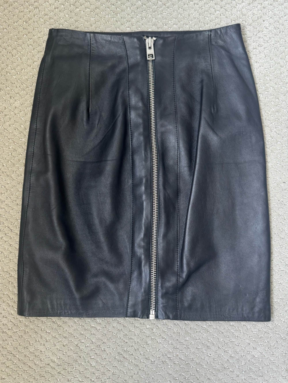 AllSaints Lucille Black Leather Zip Pencil Skirt US 4 / UK 8